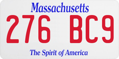 MA license plate 276BC9