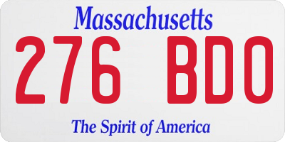 MA license plate 276BD0