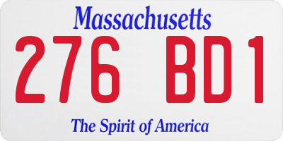 MA license plate 276BD1