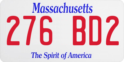 MA license plate 276BD2