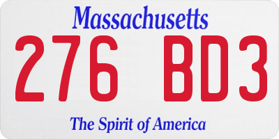 MA license plate 276BD3
