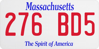 MA license plate 276BD5