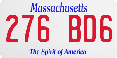 MA license plate 276BD6