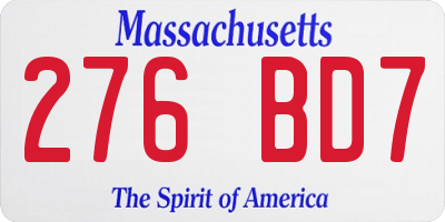 MA license plate 276BD7