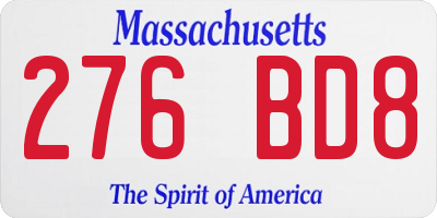 MA license plate 276BD8