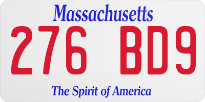 MA license plate 276BD9
