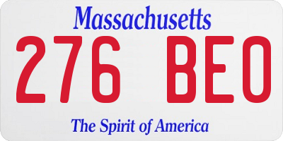 MA license plate 276BE0