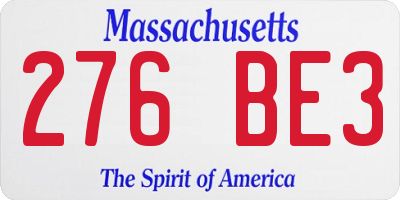MA license plate 276BE3