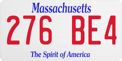 MA license plate 276BE4