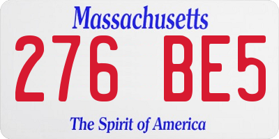 MA license plate 276BE5