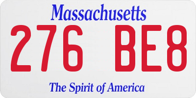 MA license plate 276BE8
