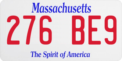 MA license plate 276BE9