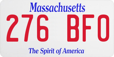 MA license plate 276BF0