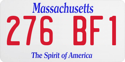 MA license plate 276BF1