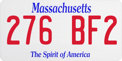 MA license plate 276BF2