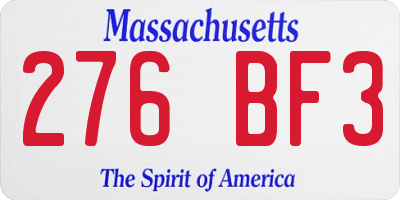 MA license plate 276BF3