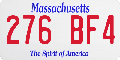 MA license plate 276BF4