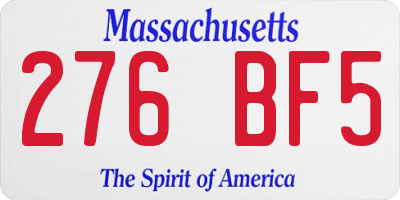 MA license plate 276BF5