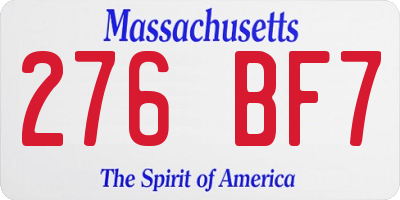MA license plate 276BF7