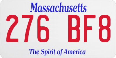 MA license plate 276BF8