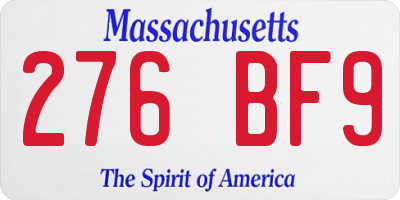 MA license plate 276BF9