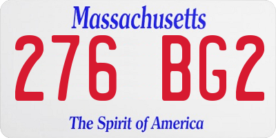 MA license plate 276BG2