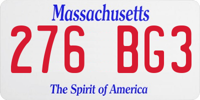 MA license plate 276BG3