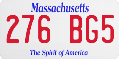 MA license plate 276BG5