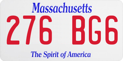 MA license plate 276BG6