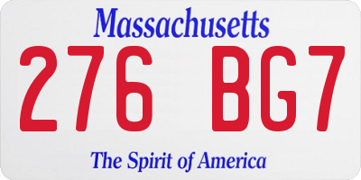 MA license plate 276BG7