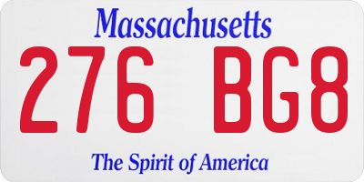 MA license plate 276BG8