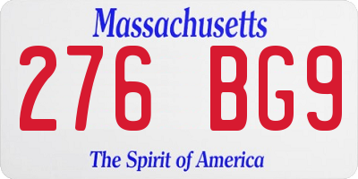 MA license plate 276BG9