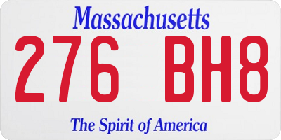 MA license plate 276BH8