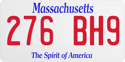 MA license plate 276BH9