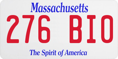 MA license plate 276BI0