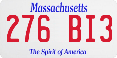 MA license plate 276BI3