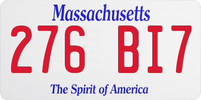 MA license plate 276BI7