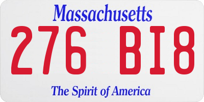 MA license plate 276BI8