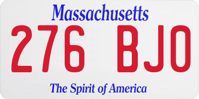 MA license plate 276BJ0
