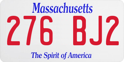 MA license plate 276BJ2