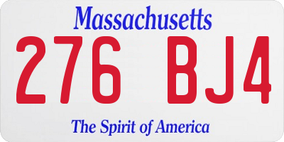 MA license plate 276BJ4