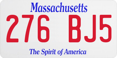 MA license plate 276BJ5