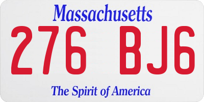 MA license plate 276BJ6