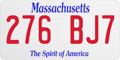 MA license plate 276BJ7