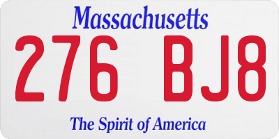 MA license plate 276BJ8