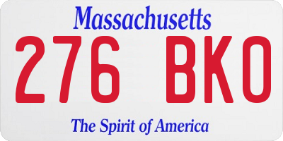 MA license plate 276BK0