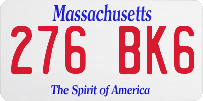 MA license plate 276BK6