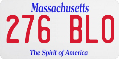 MA license plate 276BL0