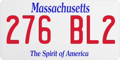 MA license plate 276BL2