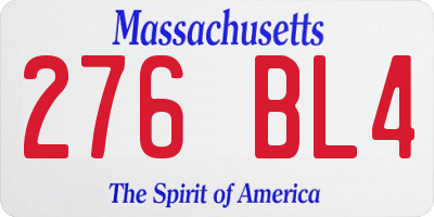 MA license plate 276BL4